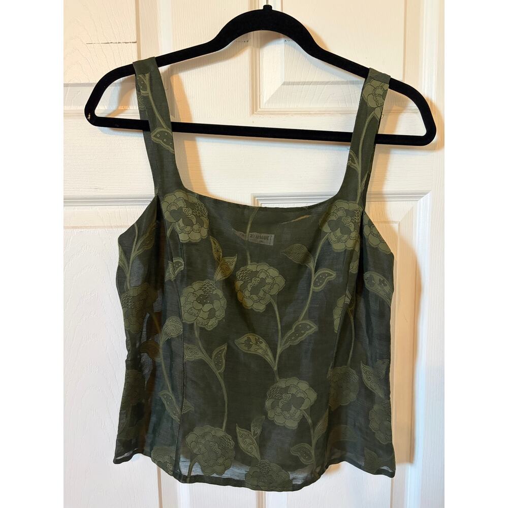 Vintage 90s Giorgio Armani Le Collezioni sleeveless top silk linen zipper Size 6